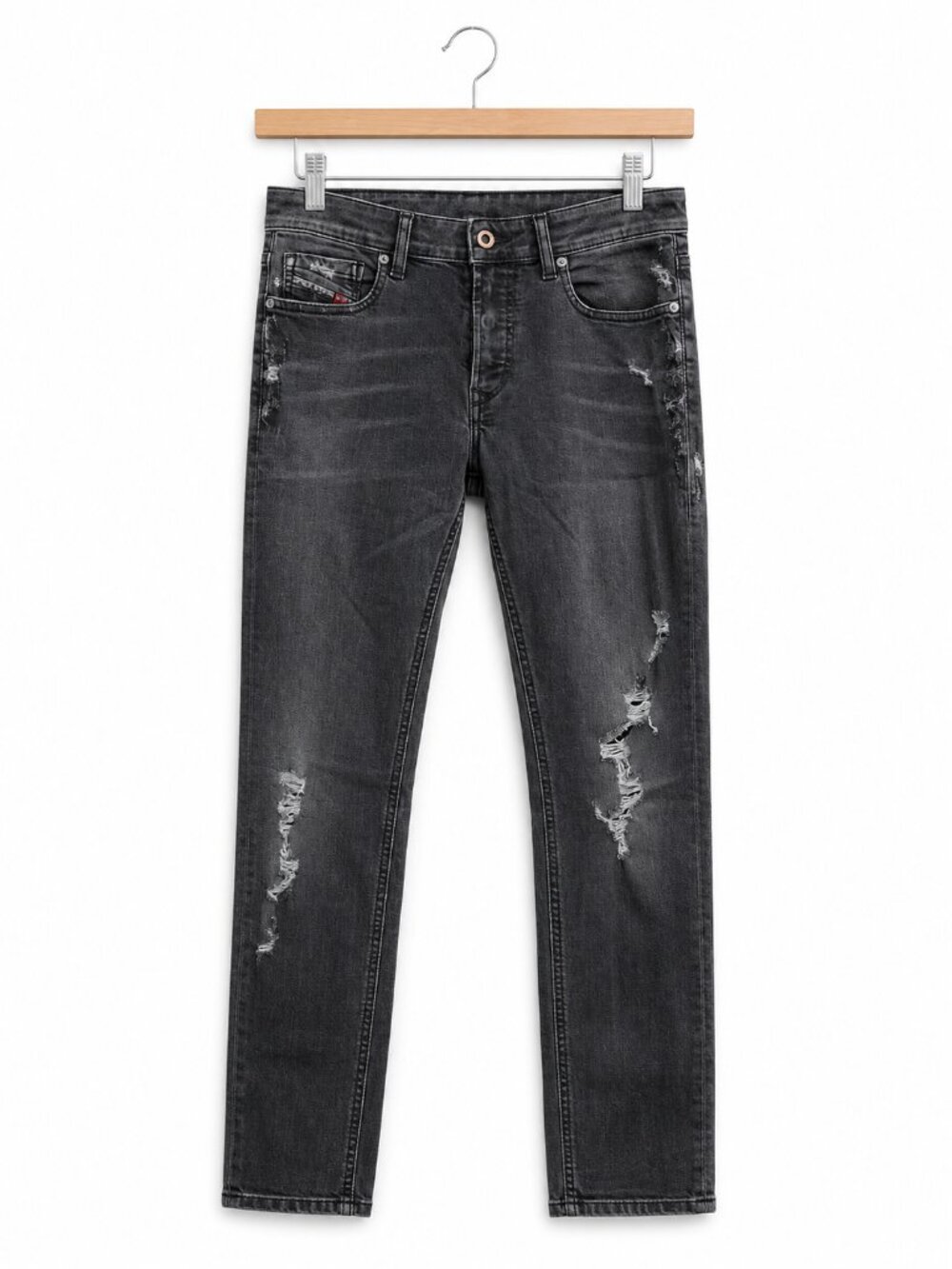DIESEL | Sleenker Distressed Black Denim Jeans – Men’s 27x32